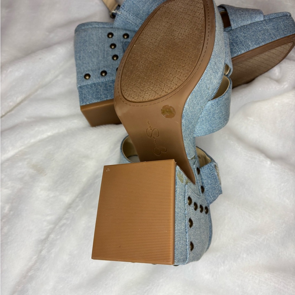 Jessica Simpson Blue Denim Platform Sandals - Picture 8 of 16